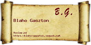 Blaho Gaszton névjegykártya